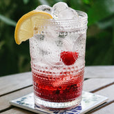 Kate Aspen hobnail beaded floral 13oz glass perfect for cocktails and cold drinks.