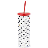 kate spade new york acrylic tumbler with lid and straw, ladybug dot, ideal for on-the-go hydration