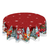 Kawani Christmas round tablecloth with red snowman pattern for festive family dining