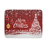 Kawani Merry Christmas dish drying mat with red snowflake pine pattern dries dishes quickly on countertops.