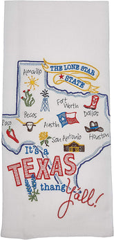 Kay Dee Designs Texas embroidered flour sack towel featuring landmarks for kitchen décor and daily use.