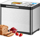 KBS 2lb bread maker with silver finish and loaf view for even baking