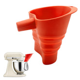 KCMOSGI flour funnel red, front view, easy pour reduces splatter.