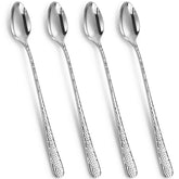 KEAWELL Louise hammered long-handle iced tea spoon with mirror finish for elegant stirring.
