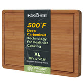 Keechee extra-large bamboo cutting board 18x12 inches for versatile prep of meats and produce.