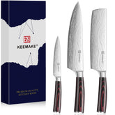 KEEMAKE 3pc knife set 8in chef knife visible, ultra sharp for precise slicing