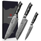 KEEMAKE 8-inch chef knife with Damascus blade for precise slicing.