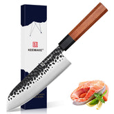 KEEMAKE Santoku Knife blade shows sharp edge and long-lasting performance for precise slicing.