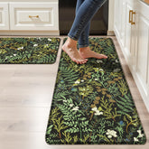 Keensoft plant leaf pattern kitchen rug adds greenery for comfortable standing while cooking