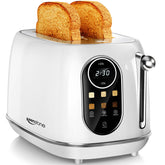 Keenstone toaster front view with retro stainless finish for a stylish kitchen