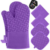 KEGOUU oven mitts with non-slip silicone grip for safe handling of hot cookware.