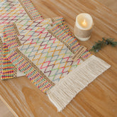 Keketoarrange boho spring table runner 12x72 with macrame fringe for elegant Easter tables.
