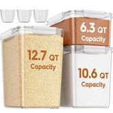 KEMETHY 12L extra-large container with lid for bulk flour storage and visibility