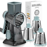 Keouke rotary cheese grater with hand crank for effortless, controlled shredding.
