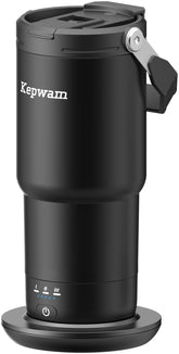 Kepwam self-heating mug top view with easy-grip handle for travel