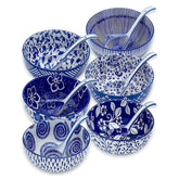 KeQiu six-piece Japanese ceramic bowls for family meals and entertaining.