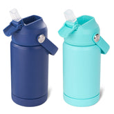 Kerilyn 12oz kids bottle blue and green set, durable and spill-resistant for school days.