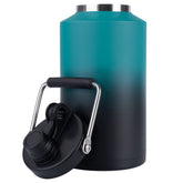 Kerilyn insulated gallon jug with handle in blue gradient, ideal for outdoor hydration on trips.