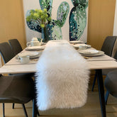 KERTFGOKU white faux fur table runner perfect for weddings and celebrations.