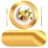 KesaPlan mirrored gold round placemats elevate table elegance while protecting surfaces.