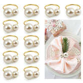Kesote pearl napkin rings close-up with gold finish elevating table decor