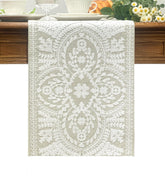 KEVA Boho table runner with white embroidery adds rustic charm to meals