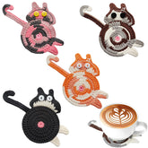 KHEXMNB cat coaster handwoven knit design protects surfaces with cozy texture