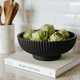 KIBAGA decorative concrete fruit bowl front view shows modern minimalist design