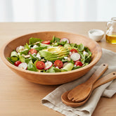 KIBAGA extra-large wooden salad bowl natural showcases premium beech wood for stylish family meals.