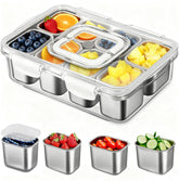 kidinit Snackle Box stainless steel eight compartments keeps snacks organized on the go