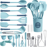 Kikcoin 43pcs spatula image showing silicone tip for safe non-stick cooking