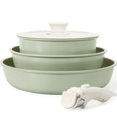 KIKCOIN ceramic saucepan 7in showing nonstick ease and oil-light cooking