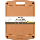 Kikcoin wood cutting board with knife-friendly surface protects blades during prep.