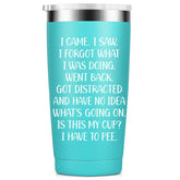 KIKERRO tumbler front view with I Came I Saw design for daily use