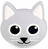 Kikkerland Cat Talking Bag Clip front view with gray cat face, ideal for sealing snacks