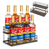 Kimilus 8-bottle coffee syrup organizer front view showing neatly arranged syrups