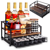 Kimilus three-tier rack front view organizes syrups and K-cups