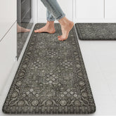 Kimode anti-fatigue kitchen mat 2pc set in farmhouse green provides plush comfort for standing tasks.