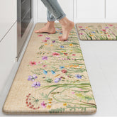 Kimode anti-fatigue kitchen mat set in floral pattern offers lasting comfort.