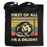 Kimoli Possum canvas tote bag with open view for easy shopping and quick access