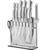 Kincano knife set in acrylic stand showing organized collection for easy access.