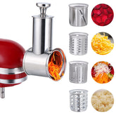 KINGEAGLE slicer-shredder attachment mounted on a KitchenAid mixer for efficient prep.