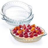 Kingrol 3-pack glass pie plates with handles for easy transport