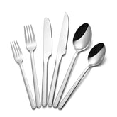 KINGSTONE 24-piece silverware set displayed as a complete place setting on a dining table.