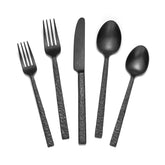 Kingstone black hammered silverware knife set for four, showcasing durable dinner knives.