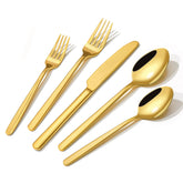 KINGSTONE gold silverware set 40-piece service for eight with refined dining look