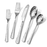 KINGSTONE hammered flatware handles highlight artisanal texture for everyday dining
