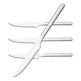 KINGSTONE sharp steak knives 4pc full-serrated blade for quick, clean cuts at dinner.