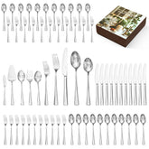 Kingstone silverware set dinner knives with balanced grip for comfortable dining.