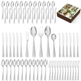 Kingstone 65-piece silverware set with beaded handle for elegant dining